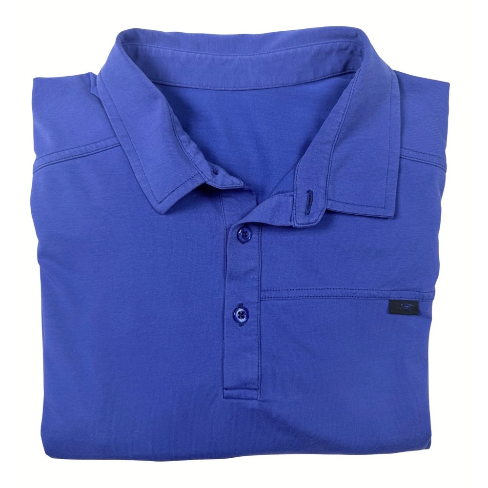 Arc'teryx Polo Shirt Mens Blue Excellent Short Sleeve Cotton Blend Stretch